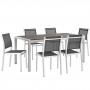 Modway EEI-2485-SLV-BLK-SET Shore 7 Piece Outdoor Patio Aluminum Dining Set in Silver Black