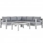 Modway EEI-2559-SLV-GRY Shore 4 Piece Outdoor Patio Aluminum Sectional Sofa Set In Silver Gray
