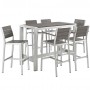 Modway EEI-2587-SLV-GRY-SET Shore 7 Piece Outdoor Patio Aluminum Dining Set in Silver Gray