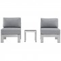Modway EEI-2598-SLV-GRY Shore 3 Piece Outdoor Patio Aluminum Sectional Sofa Set In Silver Gray
