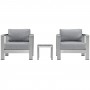 Modway EEI-2599-SLV-GRY Shore 3 Piece Outdoor Patio Aluminum Sectional Sofa Set In Silver Gray