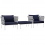 Modway EEI-2618-WHI-NAV-SET Harmony 3 Piece Outdoor Patio Aluminum Set in White Navy