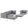 Modway EEI-2626-WHI-GRY-SET Harmony 6 Piece Outdoor Patio Aluminum Sectional Sofa Set in White Gray