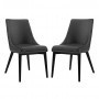 Modway EEI-2744-BLK-SET Viscount Set of 2 Vinyl Dining Side Chair in Black