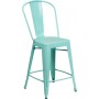 Flash Furniture ET-3534-24-MINT-GG 24'' High Indoor-Outdoor Counter Height Stool in Back