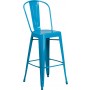 Flash Furniture ET-3534-30-CB-GG 30'' High Crystal Metal Indoor-Outdoor Barstool with Back in Blue