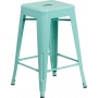 Flash Furniture ET-BT3503-24-MINT-GG 24''H Backless Green Indoor-Outdoor Counter Height Stool in Mint