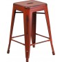 Flash Furniture ET-BT3503-24-RD-GG Distressed Metal Stool in Red