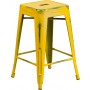 Flash Furniture ET-BT3503-24-YL-GG Distressed Metal Stool in Yellow