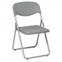 Office Star Work Smart Folding Chair with Grey Plastic Seat and Back and Silver Frame 4 Pack FC8000NS-2