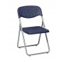 Office Star Work Smart Folding Chair with Blue Plastic Seat and Back and Silver Frame 4 Pack FC8000NS-7