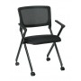 Office Star FC8483-231 Folding Chair with breathable Mesh Back and Icon Black Seat in Black Finish Frame 2 Pack