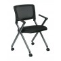 Office Star FC8487-231 Folding Chair with Screen Back and Icon Black Seat in Titanium Finish Frame 2 Pack