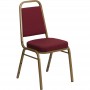 Flash Furniture HERCULES Series Trapezoidal Back Stacking Banquet Chair with Burgundy Patterned Fabric and 2.5'' Thick Seat - Gold Frame FD-BHF-1-ALLGOLD-0847-BY-GG