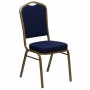 Flash Furniture HERCULES Series Crown Back Stacking Banquet Chair with Navy Blue Patterned Fabric and 2.5'' Thick Seat - Gold Frame FD-C01-ALLGOLD-2056-GG
