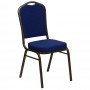Flash Furniture HERCULES Series Crown Back Stacking Banquet Chair with Navy Blue Patterned Fabric and 2.5'' Thick Seat - Gold Vein Frame FD-C01-GOLDVEIN-208-GG