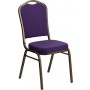 Flash Furniture HERCULES Series Crown Back Stacking Banquet Chair with Purple Fabric and 2.5'' Thick Seat - Gold Vein Frame FD-C01-PUR-GV-GG