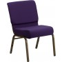 Flash Furniture HERCULES Series 21'' Extra Wide Royal Purple Stacking Church Chair with 4'' Thick Seat - Gold Vein Frame FD-CH0221-4-GV-ROY-GG