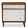 Baxton Studio FP-6782-Walnut/White Harlow Mid-century White and Walnut Wood 3-Drawer Chest (Default)