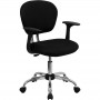Flash Furniture Mid-Back Black Mesh Task Chair with Arms and Chrome Base H-2376-F-BK-ARMS-GG