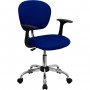 Flash Furniture Mid-Back Blue Mesh Task Chair with Arms and Chrome Base H-2376-F-BLUE-ARMS-GG