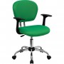 Flash Furniture Mid-Back Bright Green Mesh Task Chair with Arms and Chrome Base H-2376-F-BRGRN-ARMS-GG