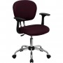 Flash Furniture Mid-Back Burgundy Mesh Task Chair with Arms and Chrome Base H-2376-F-BY-ARMS-GG