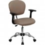 Flash Furniture Mid-Back Coffee Brown Mesh Task Chair with Arms and Chrome Base H-2376-F-COF-ARMS-GG