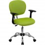 Flash Furniture Mid-Back Apple Green Mesh Task Chair with Arms and Chrome Base H-2376-F-GN-ARMS-GG
