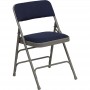 Flash Furniture Hercules Series Curved Triple Braced and Quad Hinged Navy Fabric Upholstered Metal Folding Chair HA-MC309AF-NVY-GG