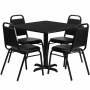 Flash Furniture 36'' Square Black Laminate Table Set with 4 Black Trapezoidal Back Banquet Chairs HDBF1009-GG