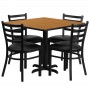 Flash Furniture 36'' Square Natural Laminate Table Set with 4 Ladder Back Metal Chairs - Black Vinyl Seat HDBF1015-GG
