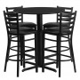 Flash Furniture 30'' Round Black Laminate Table Set with 4 Ladder Back Metal Bar Stools - Black Vinyl Seat HDBF1021-GG