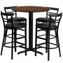 Flash Furniture 24'' Round Walnut Laminate Table Set with 4 Ladder Back Metal Bar Stools - Black Vinyl Seat HDBF1036-GG