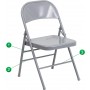 Flash Furniture Hercules Series Triple Braced and Quad Hinged Gray Metal Folding Chair HF3-MC-309AS-GY-GG