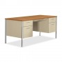 HON Desk Double Pedestal 60" x 30" x 29-1/2" Medium Oak/Putty HON34962CL