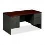 HON Double Pedestal Desk 60" x 30" x 29-1/2" Mahogany/Charcoal HON38155NS