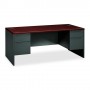 HON Double Pedestal Desk 72" x 36" x 29-1/2" Mahogany/Charcoal HON38180NS