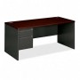 HON Left Pedestal Desk 66" x 30" x 29-1/2" Mahogany/Charcoal HON38292LNS