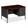 HON Single Pedestal Desk 48" x 30" x 29-1/2” Mahogany/Charcoal HONP3251RNS