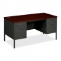 HON Double Pedestal Desk 60" x 30" x 29-1/2" Mahogany/Charcoal HONP3262NS