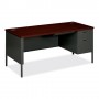 HON Right Pedestal Desk 66" x 30" x 29-1/2" Mahogany/Charcoal HONP3265RNS