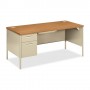 HON Left Pedestal Desk 66" x 30" x 29-1/2" Harvest/Putty HONP3266LCL