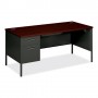 HON Left Single Pedestal Desk 66" x 30" x 29-1/2" Mahogany/Charcoal HONP3266LNS