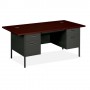 HON Double Pedestal Desk with Overhang 72" x 36" x 29-1/2" Mahogany/Charcoal HONP3276NS