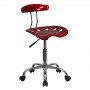 Flash Furniture Vibrant Wine Red and Chrome Computer Task Chair with Tractor Seat LF-214-WINERED-GG