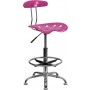 Flash Furniture Vibrant Candy Heart and Chrome Drafting Stool with Tractor Seat LF-215-CANDYHEART-GG