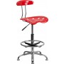 Flash Furniture Vibrant Cherry Tomato and Chrome Drafting Stool with Tractor Seat LF-215-CHERRYTOMATO-GG