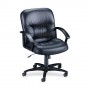 Lorell Managerial Mid-Back Chair 25-3/4" x 29" x 38-1/2"-42" Black Leather LLR60115