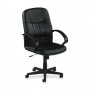 Lorell Managerial Mid-Back Chair 26" x 28" x 42-1/2" Black Leather LLR60121